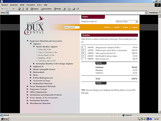 Dux Dental Bestelfotmulier