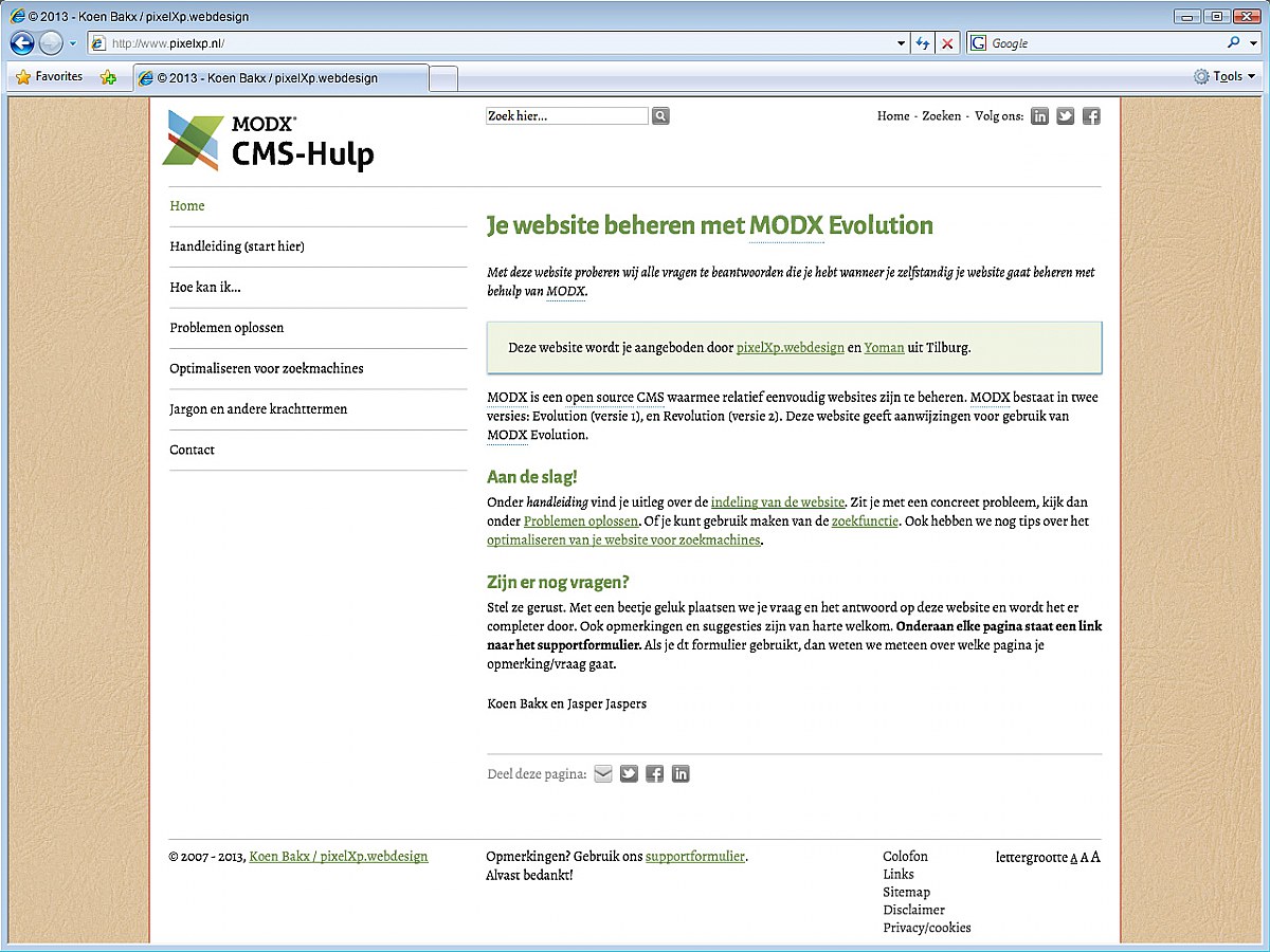 Webdesign Tilburg: Naast een zoekfunctie, worden op sommige pagina's ook gerelateerde pagina's getoond, en wordt jargon verklaard als je het met de cursor aanwijst.