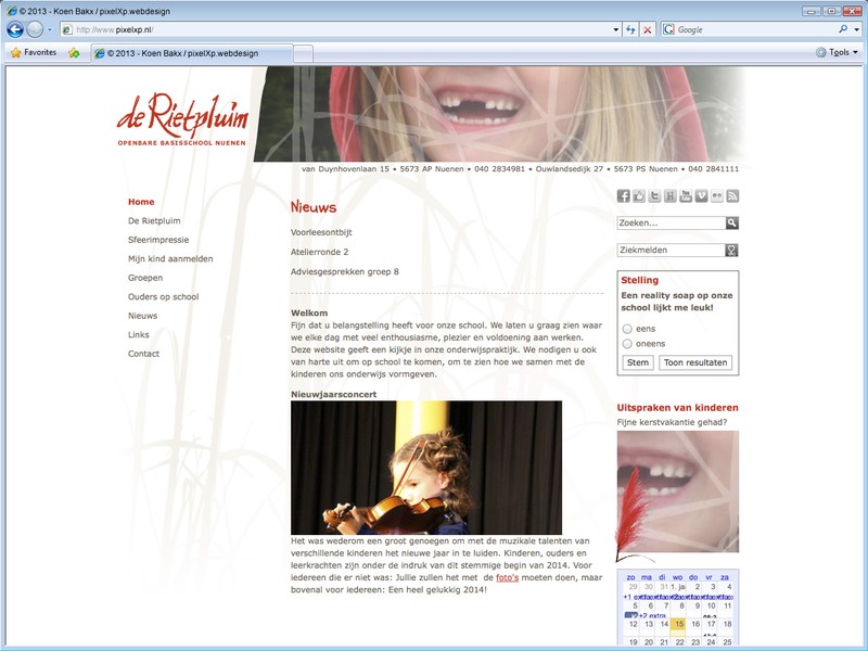 Een homepage met Poll en kalender