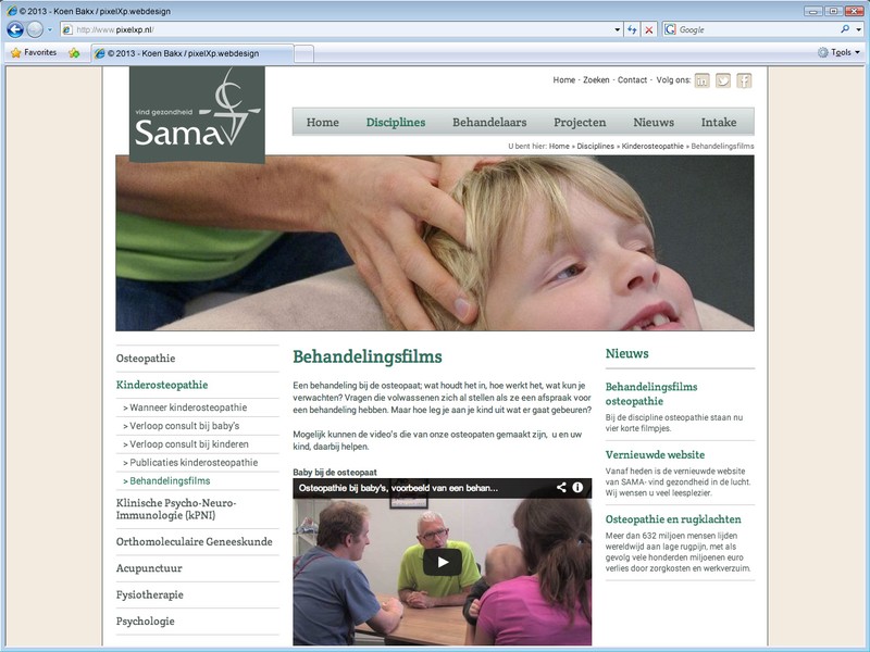 Korte filmpjes geven een indruk van osteopathie bij kinderen